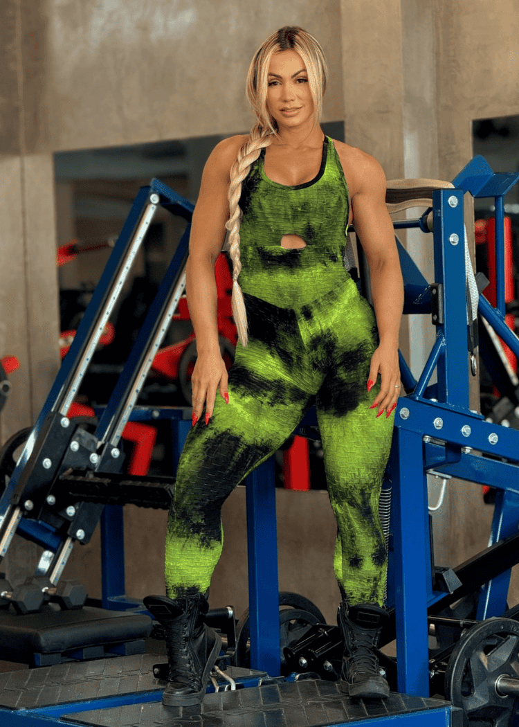 Macacão Fitness Tie Dye Verde Fluorescente