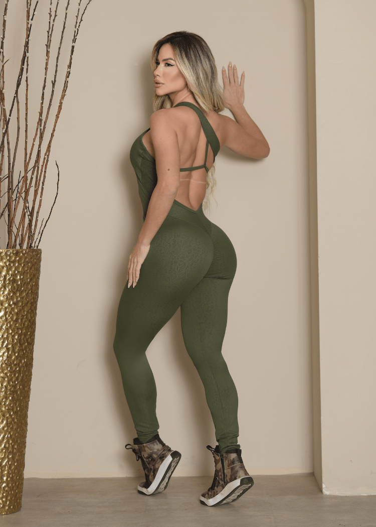 Macacão Fitness Batista Verde Zero Transparência