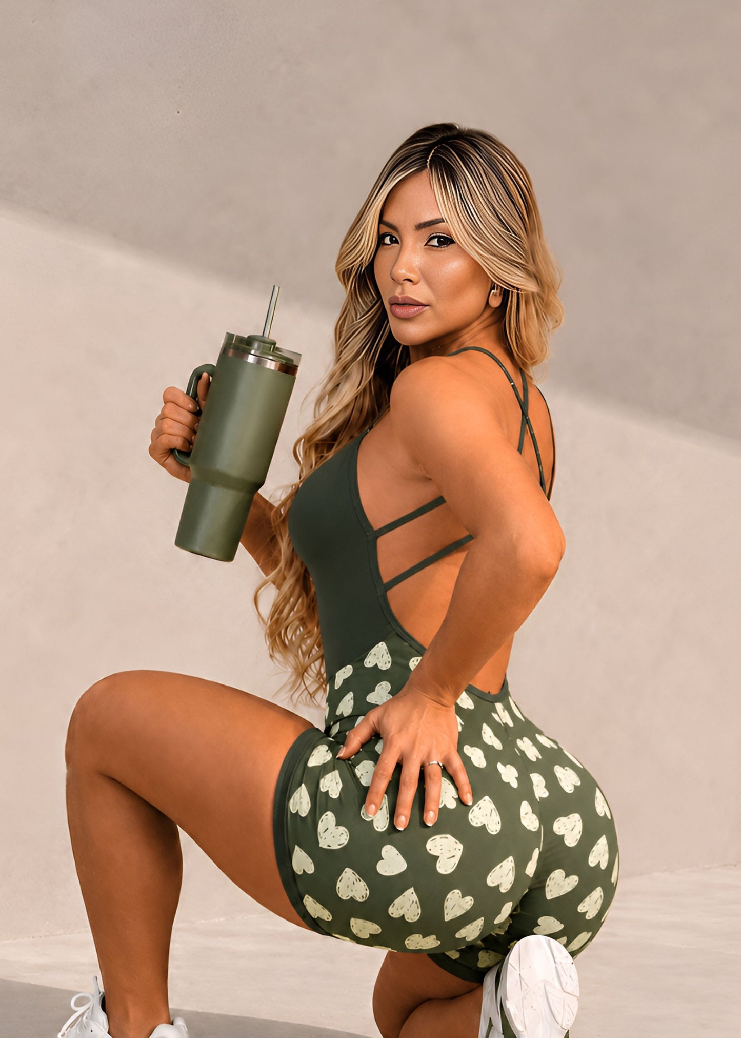 Green Heart Double Pad Romper
