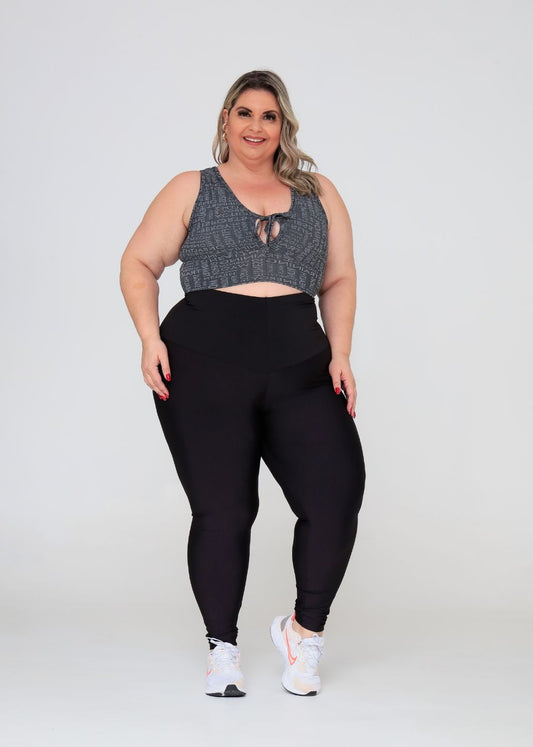 Conjunto Fitness Top Kátia Letras e Legging Preta