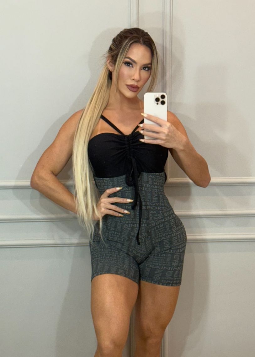 Macaquinho Fitness Universal Letras Preto Zero Transparência