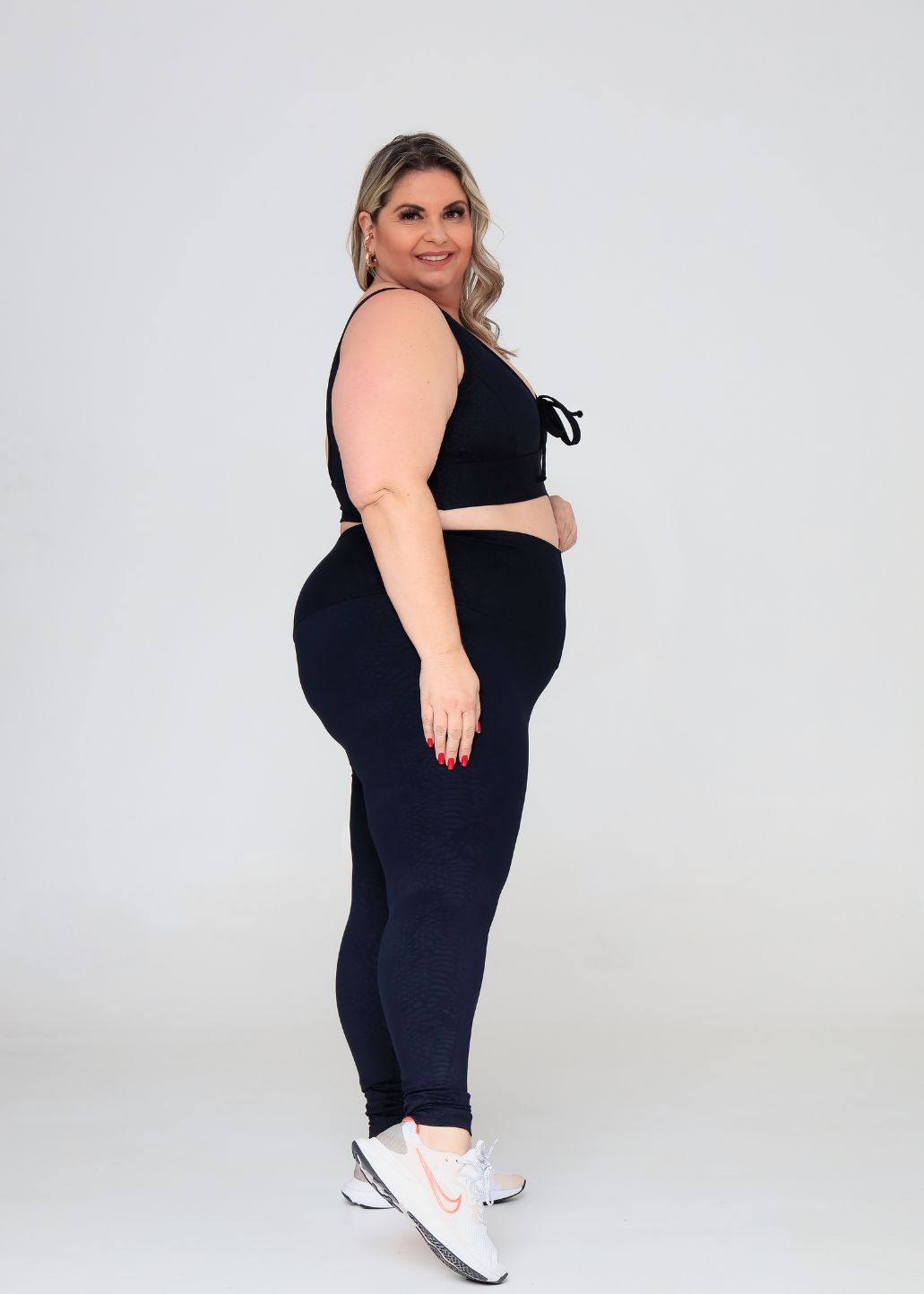 Conjunto Fitness Top Kátia e Legging Cobra Preto