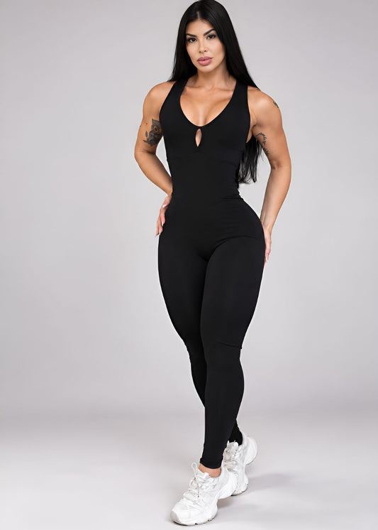 Macacão Fitness Meia Estrela Preto