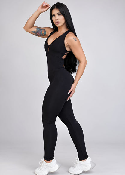 Macacão Fitness Meia Estrela Preto