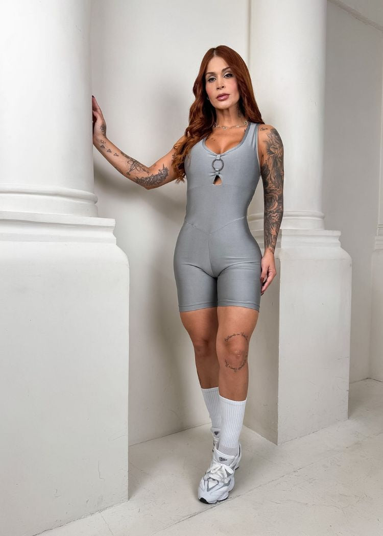 Gray Half-Star Romper