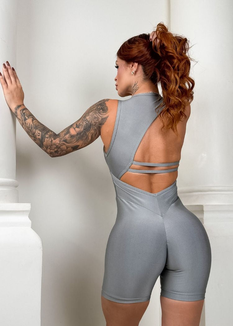 Gray Half-Star Romper