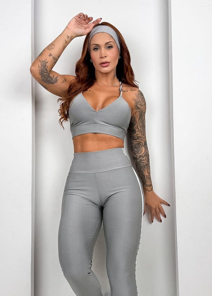 Grey Emily Top and Piped Leggings Set