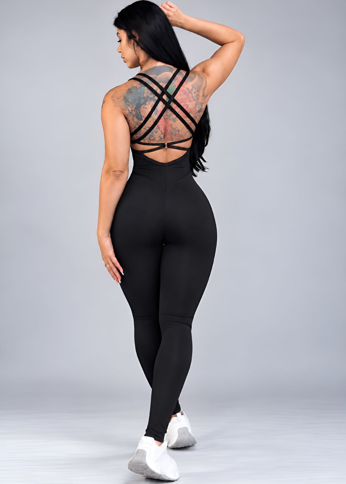 Macacão Fitness Meia Estrela Preto