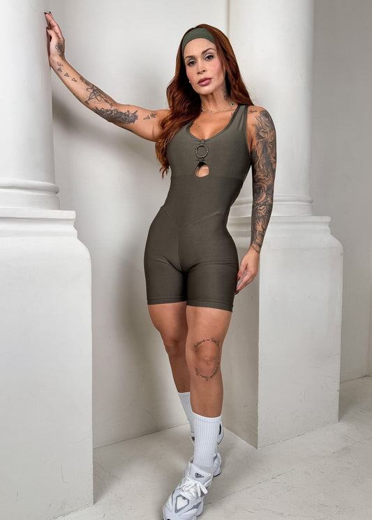 Green Half-Star Romper