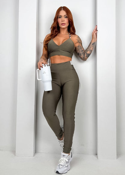 Green Emily Top and Piping Legging Set