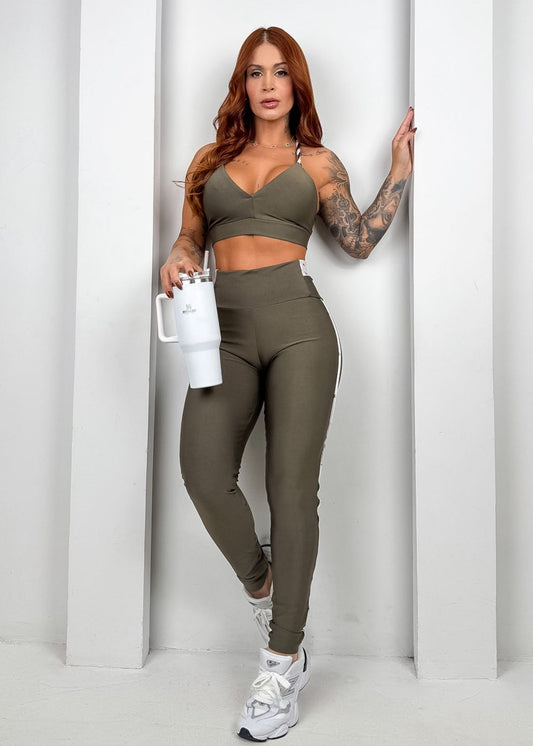 Green Emily Top and Piping Legging Set