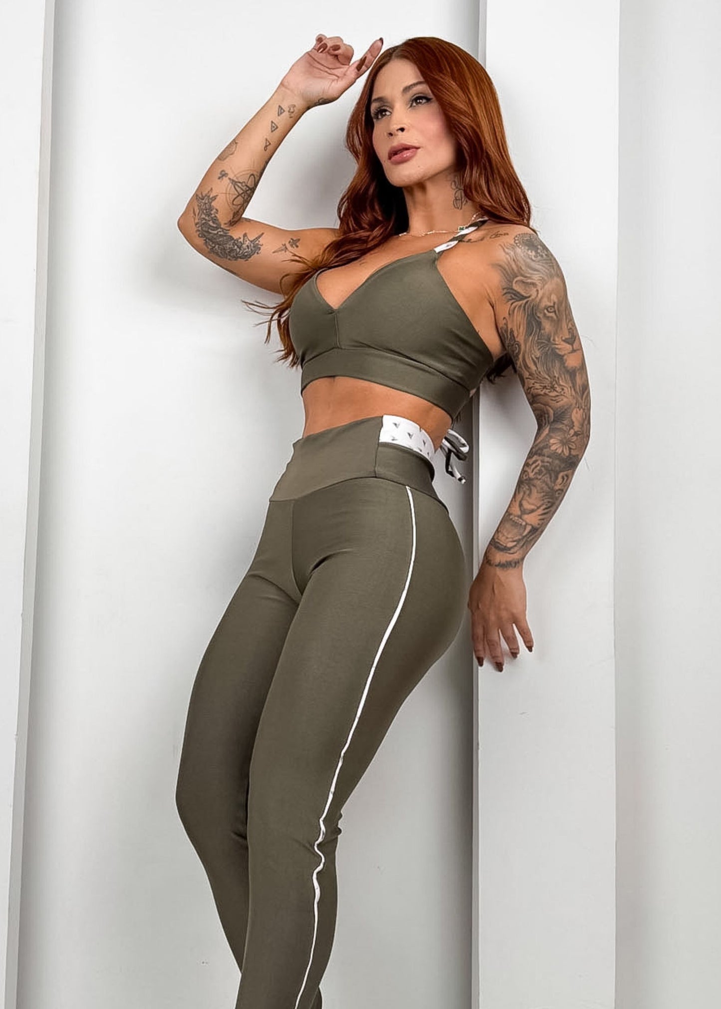 Green Emily Top and Piping Legging Set