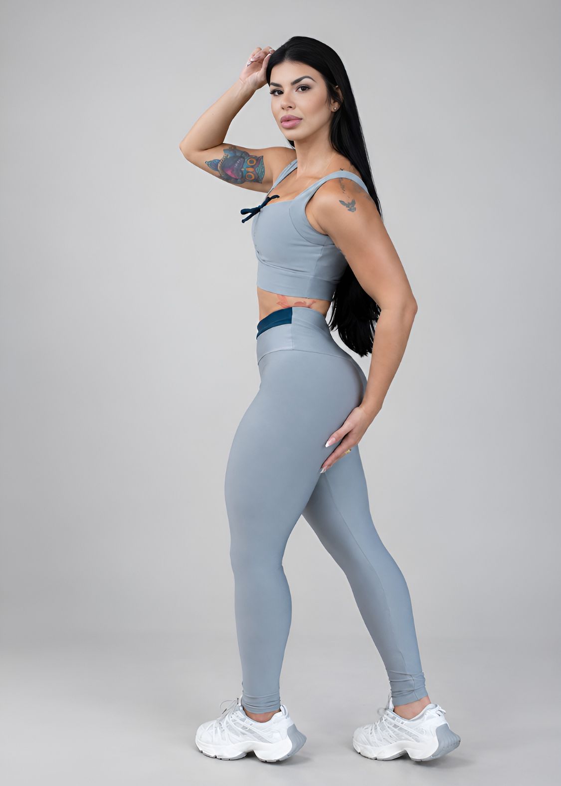 Conjunto Top Franzido com Legging Cintura Alta