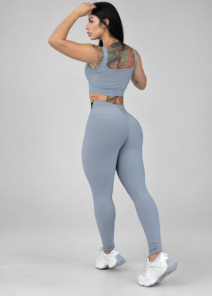 Conjunto Top Franzido com Legging Cintura Alta