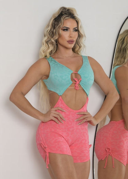 Macaquinho Fitness Oncinha Azul e Goiaba Aberto Empina Bumbum