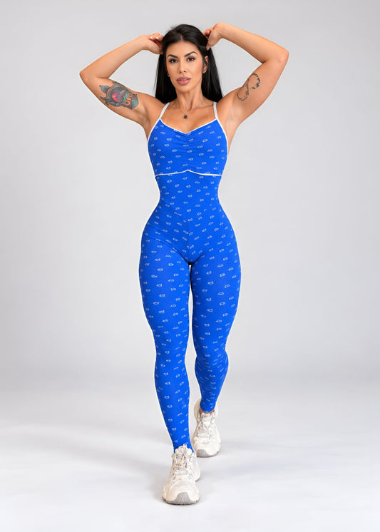 Macacão Franzido Urban Azul Royal