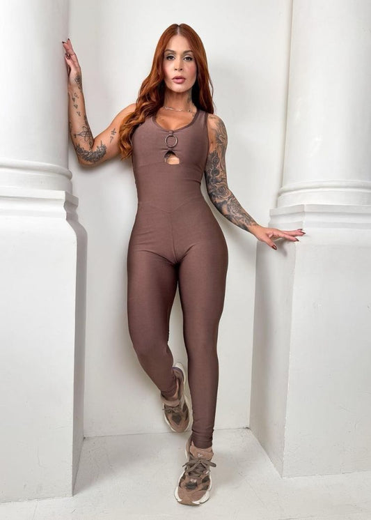 Half Star Brown Jumpsuit