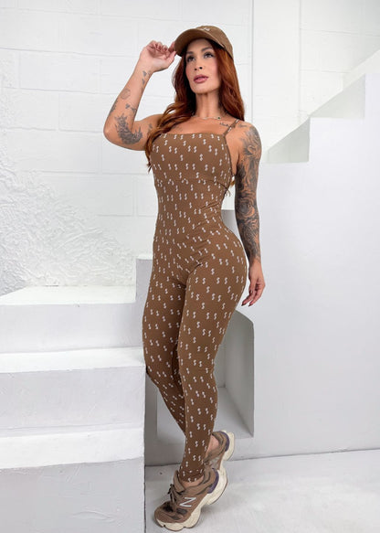 Vivi Halter Brown Jumpsuit