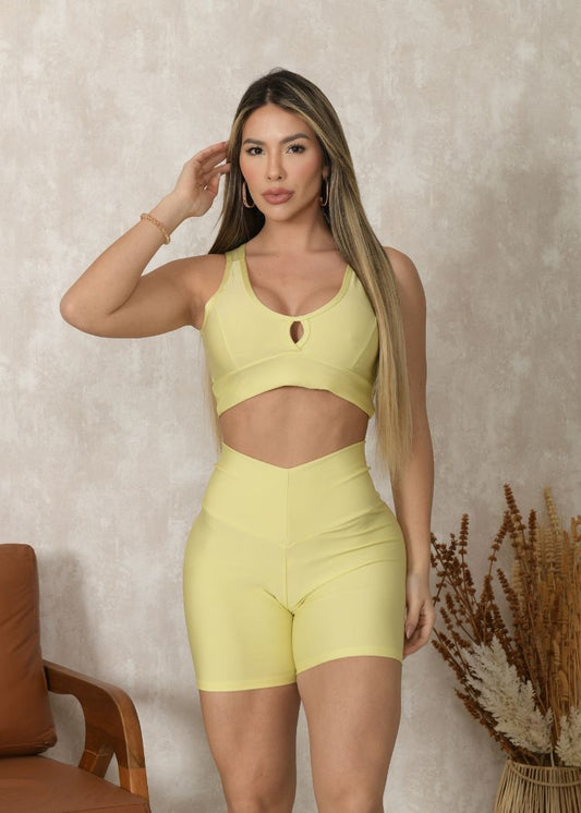 Conjunto Top e Short Empodere Amarelo Zero Transparência